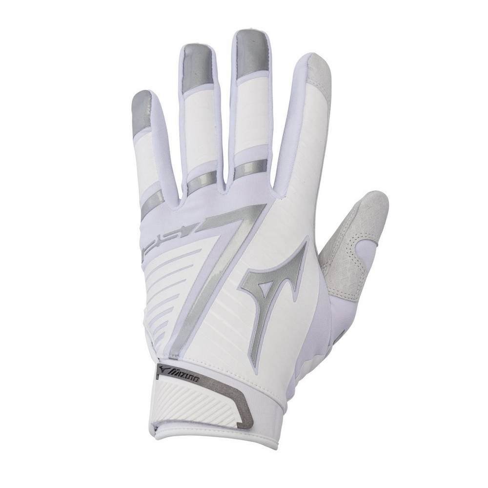 Luva Mizuno F-257 Softball Batting - Mulher - Branco/Prateadas - WZNBG4179